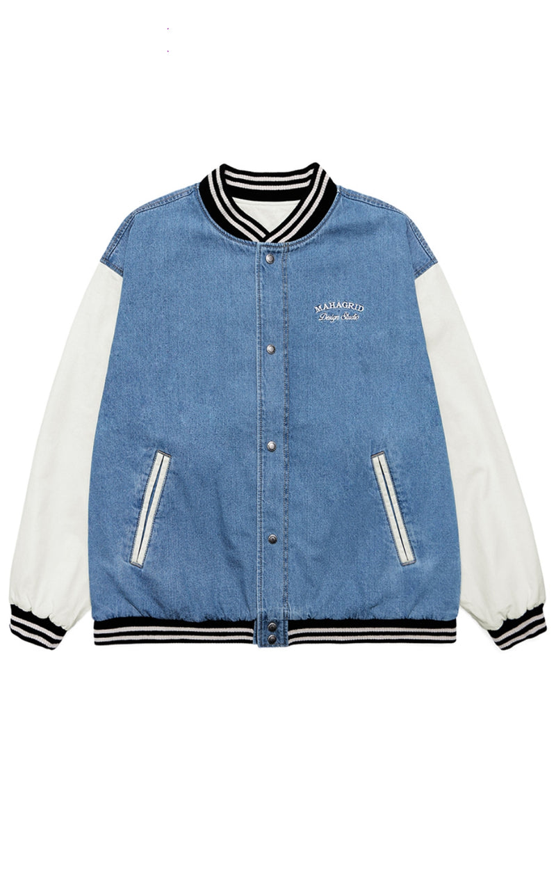 mahagrid (マハグリッド) DENIM VARSITY JACKET [BLUE]
