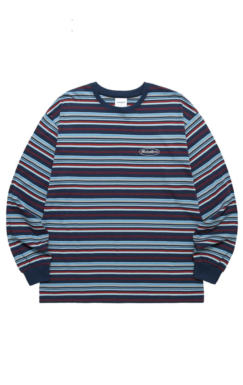 mahagrid (マハグリッド) GOTHIC OVAL STRIPED LS TEE [NAVY]