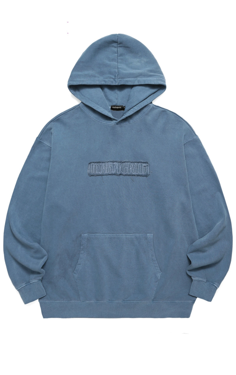 mahagrid (マハグリッド) RAW EDGE PIGMENT HOODIE [BLUE]