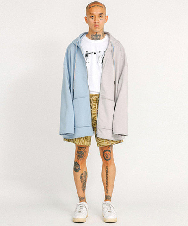 アジョバイアジョ(AJOBYAJO)     Twofold Oversized Zip-up Hoodie [Sky Blue]