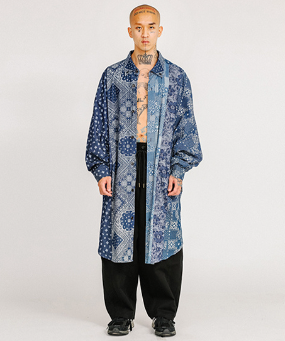 アジョバイアジョ(AJOBYAJO)    Mixed Paisley Overshirt [Navy]