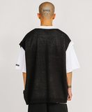 アジョバイアジョ(AJOBYAJO)    Crying Boy Oversized Knit Vest [Black]