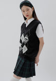 curetty (キュリティー) C SKULL ARGYLE KNIT VEST_BLACK