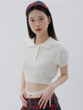 curetty (キュリティー) C BUTTON COLLAR KNIT TOP_IVORY