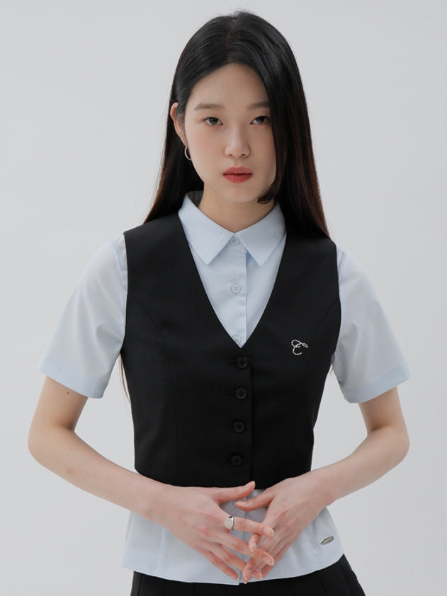 curetty (キュリティー) C  RHINESTONE BASIC VEST_BLACK