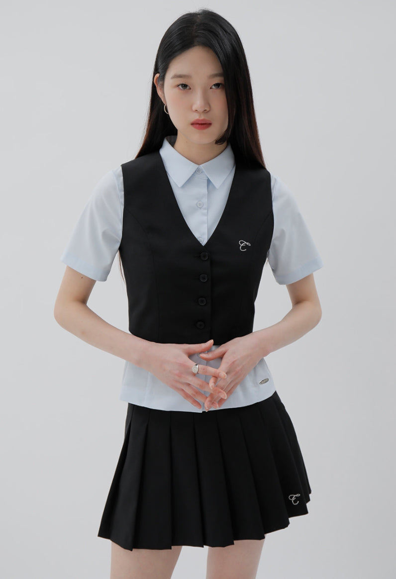 curetty (キュリティー) C  RHINESTONE BASIC VEST_BLACK