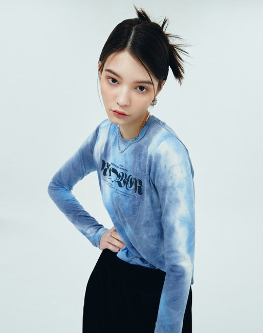 NCOVER（エンカバー）ROMAN TYPO TIEDYE LONG SLEEVE-BLUE