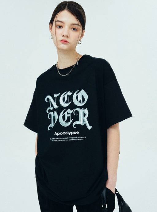 NCOVER（エンカバー）SOLID ROMAN TYPO TSHIRT-BLACK