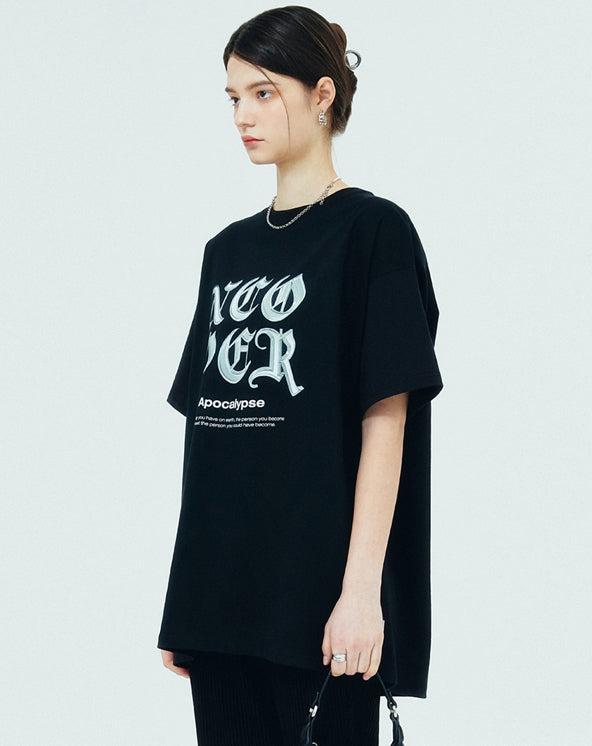 NCOVER（エンカバー）SOLID ROMAN TYPO TSHIRT-BLACK