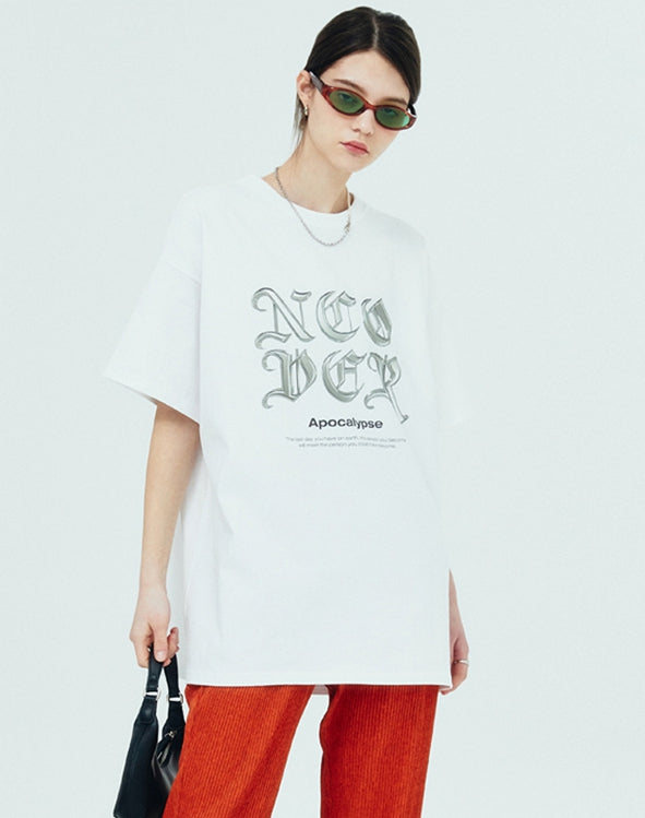 NCOVER（エンカバー）SOLID ROMAN TYPO TSHIRT-WHITE
