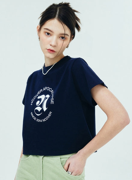 NCOVER（エンカバー）ROMAN TYPO LOGO TSHIRT-NAVY
