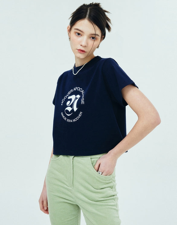 NCOVER（エンカバー）ROMAN TYPO LOGO TSHIRT-NAVY
