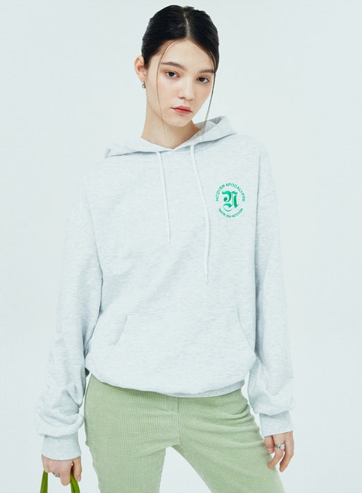 NCOVER（エンカバー）SMALL ROMAN TYPO LOGO HOODIE-WHITE MELANGE