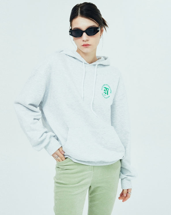 NCOVER（エンカバー）SMALL ROMAN TYPO LOGO HOODIE-WHITE MELANGE