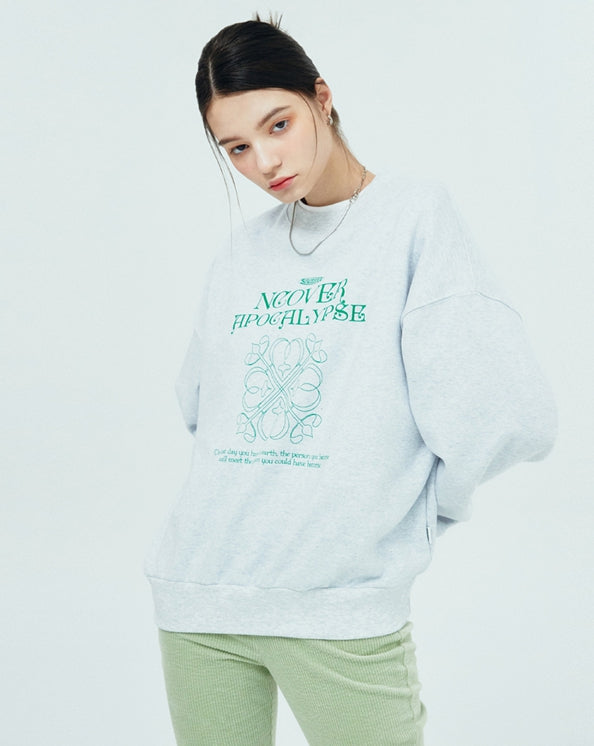 NCOVER（エンカバー）APOCALYPSE CLOVER SWEATSHIRT-WHITE MELANGE