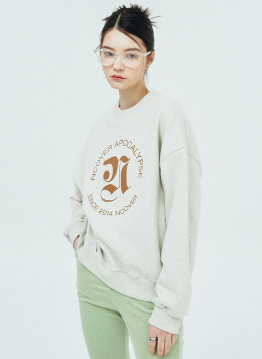 NCOVER（エンカバー）ROMAN TYPO LOGO SWEATSHIRT-BEIGE