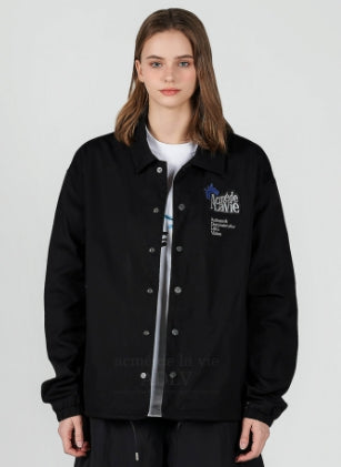 アクメドラビ(acme' de la vie) EMBROIDERY WAPPEN COACH JACKET BLACK
