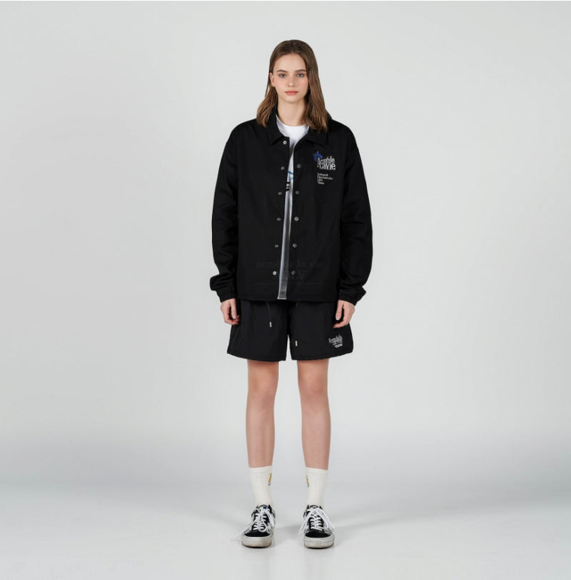 アクメドラビ(acme' de la vie) EMBROIDERY WAPPEN COACH JACKET BLACK