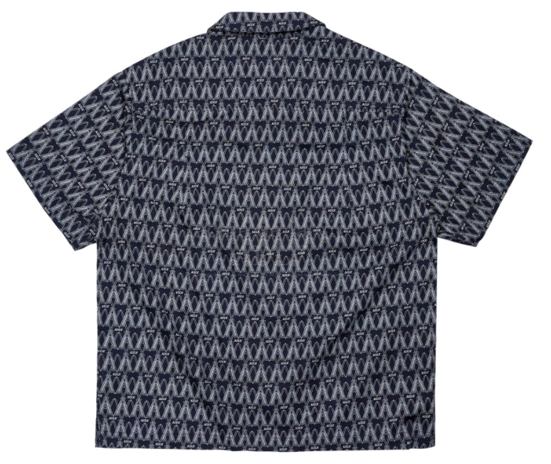 アクメドラビ(acme' de la vie) A LOGO MONOGRAM PATTERN OPEN  COLLAR SHIRT NAVY