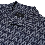 アクメドラビ(acme' de la vie) A LOGO MONOGRAM PATTERN OPEN  COLLAR SHIRT NAVY