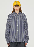 アクメドラビ(acme' de la vie) BASIC LOGO STRIPE SHIRT NAVY