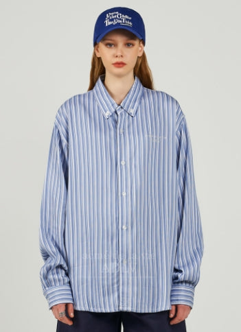 アクメドラビ(acme' de la vie) BASIC LOGO STRIPE SHIRT SKYBLUE