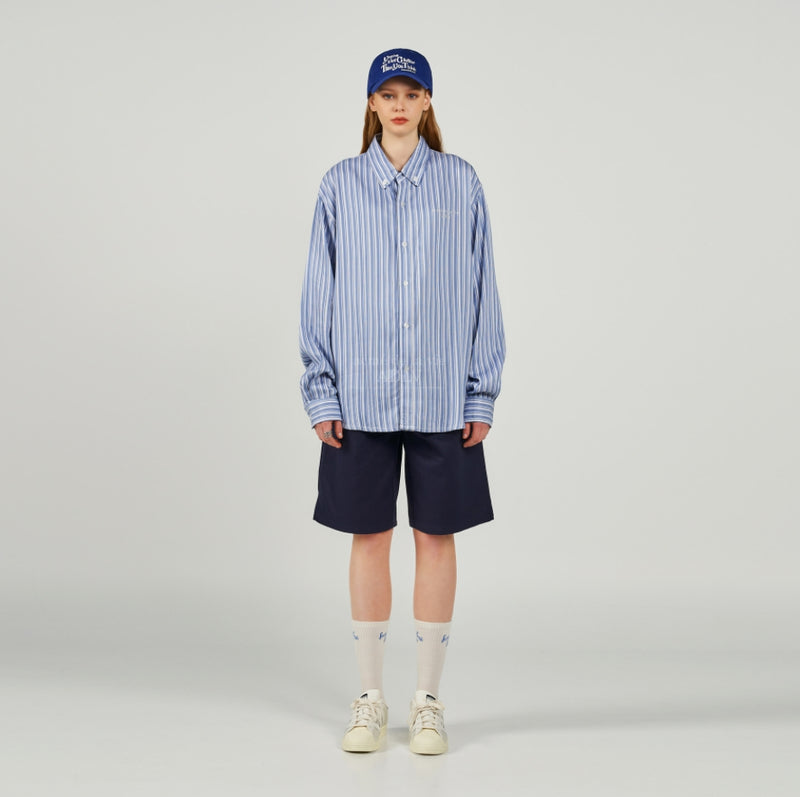 アクメドラビ(acme' de la vie) BASIC LOGO STRIPE SHIRT SKYBLUE
