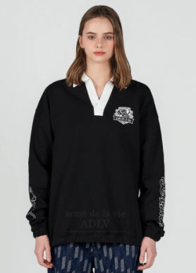 アクメドラビ(acme' de la vie) SLIT NECK LION ARTWORK SWEATSHIRT BLACK