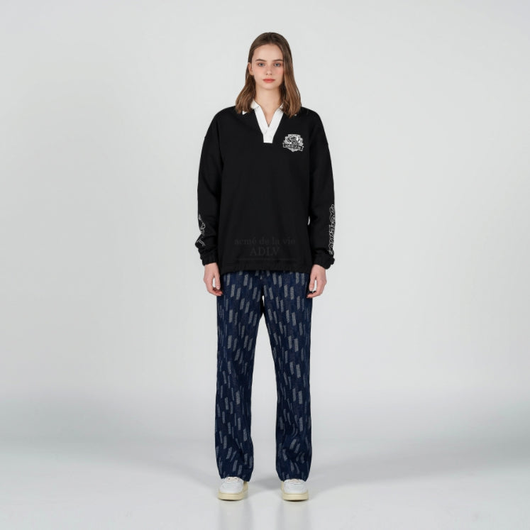 アクメドラビ(acme' de la vie) SLIT NECK LION ARTWORK SWEATSHIRT BLACK