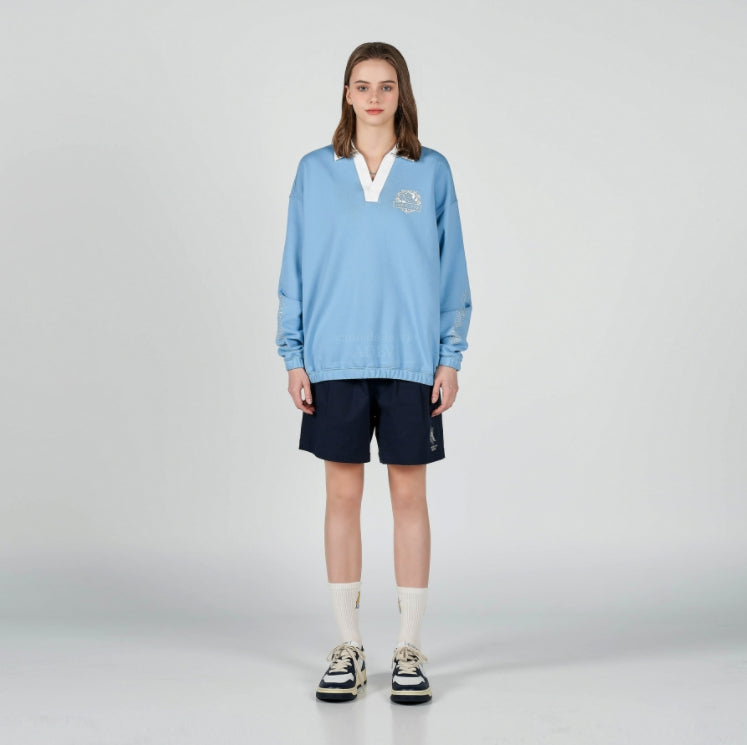 アクメドラビ(acme' de la vie) SLIT NECK LION ARTWORK SWEATSHIRT SKYBLUE