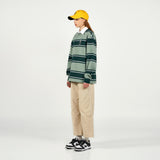 アクメドラビ(acme' de la vie) A LOGO EMBROIDERY STRIPE PATTERN POLO SHIRT GREEN