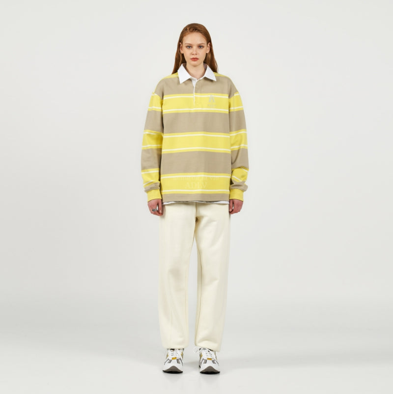 アクメドラビ(acme' de la vie) A LOGO EMBROIDERY STRIPE PATTERN POLO SHIRT YELLOW
