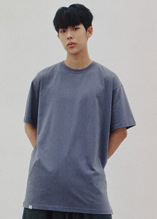 A NOTHING (エーナッシング)SILKY-COTTON LONG LAYERED 1/2 TEE (Charcoal)