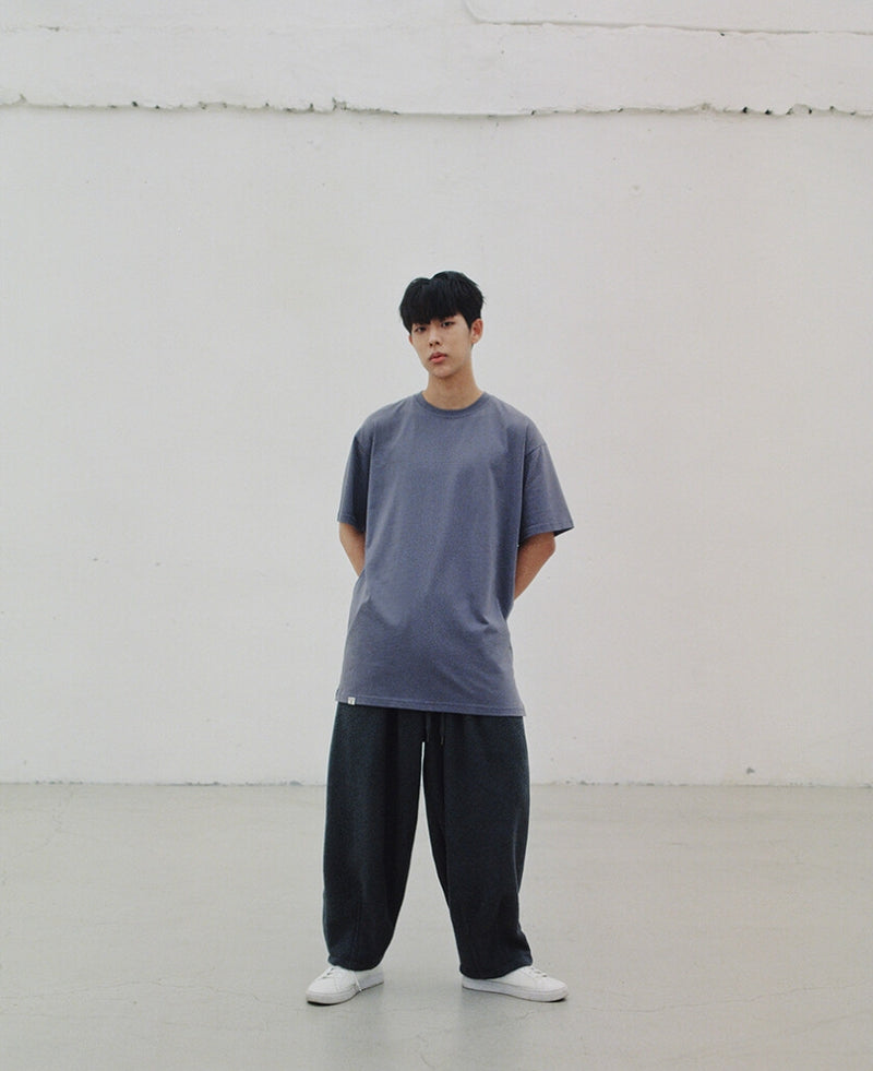 A NOTHING (エーナッシング)SILKY-COTTON LONG LAYERED 1/2 TEE (Charcoal)