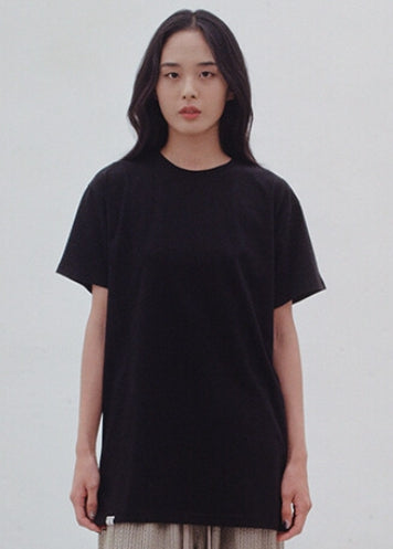 A NOTHING (エーナッシング)SILKY-COTTON LONG LAYERED 1/2 TEE (Black)