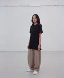 A NOTHING (エーナッシング)SILKY-COTTON LONG LAYERED 1/2 TEE (Black)
