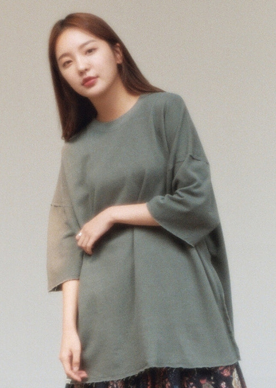 A NOTHING (エーナッシング) VINTAGE P. DYEING CUT-OUT BOX 1/2 TEE (Khaki)