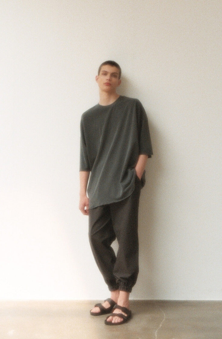A NOTHING (エーナッシング) VINTAGE P. DYEING CUT-OUT BOX 1/2 TEE (Charcoal)