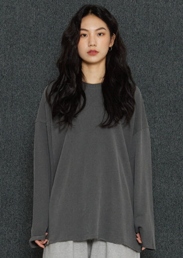 A NOTHING (エーナッシング) VINTAGE P. DYEING CUT-OUT BOX TEE (Charcoal)