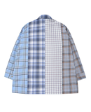 アジョバイアジョ(AJOBYAJO)     Check Mixed Oversized Shirt [Sky Blue]