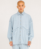 アジョバイアジョ(AJOBYAJO)       Gun Oversized Washed Denim Shirt [Sky Blue]