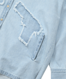 アジョバイアジョ(AJOBYAJO)       Gun Oversized Washed Denim Shirt [Sky Blue]