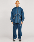 アジョバイアジョ(AJOBYAJO)       Gun Oversized Washed Denim Shirt [Navy]