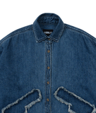 アジョバイアジョ(AJOBYAJO)       Gun Oversized Washed Denim Shirt [Navy]