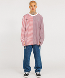 アジョバイアジョ(AJOBYAJO)       Stripe Twofold Long Sleeves T-Shirt [Red]