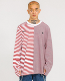 アジョバイアジョ(AJOBYAJO)       Stripe Twofold Long Sleeves T-Shirt [Red]