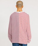 アジョバイアジョ(AJOBYAJO)       Stripe Twofold Long Sleeves T-Shirt [Red]