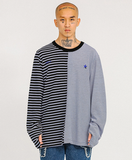 アジョバイアジョ(AJOBYAJO)       Stripe Twofold Long Sleeves T-Shirt [Blue]