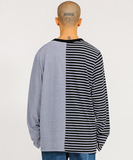 アジョバイアジョ(AJOBYAJO)       Stripe Twofold Long Sleeves T-Shirt [Blue]