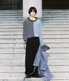 アジョバイアジョ(AJOBYAJO)       Stripe Twofold Long Sleeves T-Shirt [Blue]